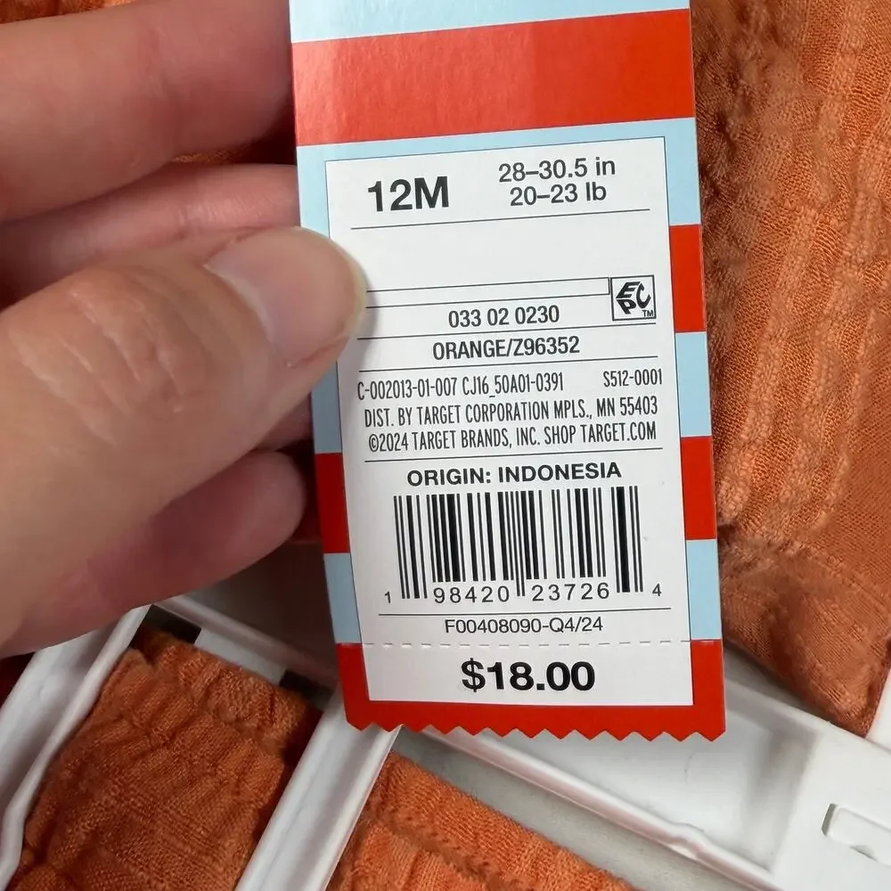 Cat & Jack Short Set Boys 12 Months Orange Rayon Blend Button Up Pockets NWT